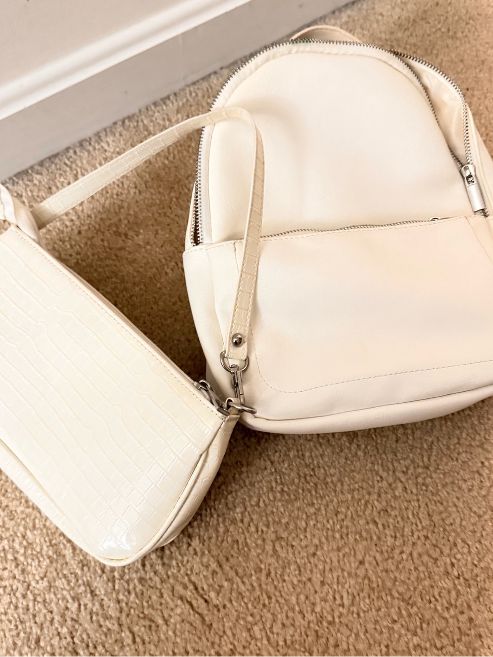 Cream Crossbody and Mini Backpack Set - Women Bags